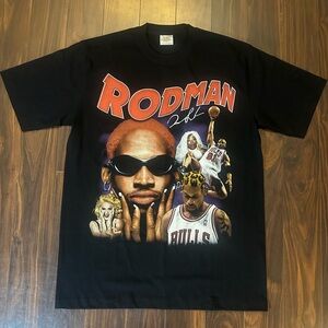 Vintage Dennis Rodman Stats Shirt XL Modern REPRINT Double Sided New Worm